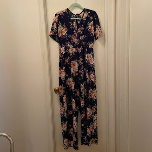 Blue floral jumpsuit large xhilaration